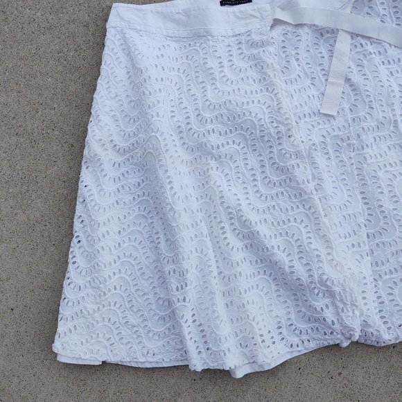 FABRIZIO LENZI EYELET WHITE LACE LINED  WRAP SKIRT SPORTY ATHLETIC CASUAL - Picture 3 of 16